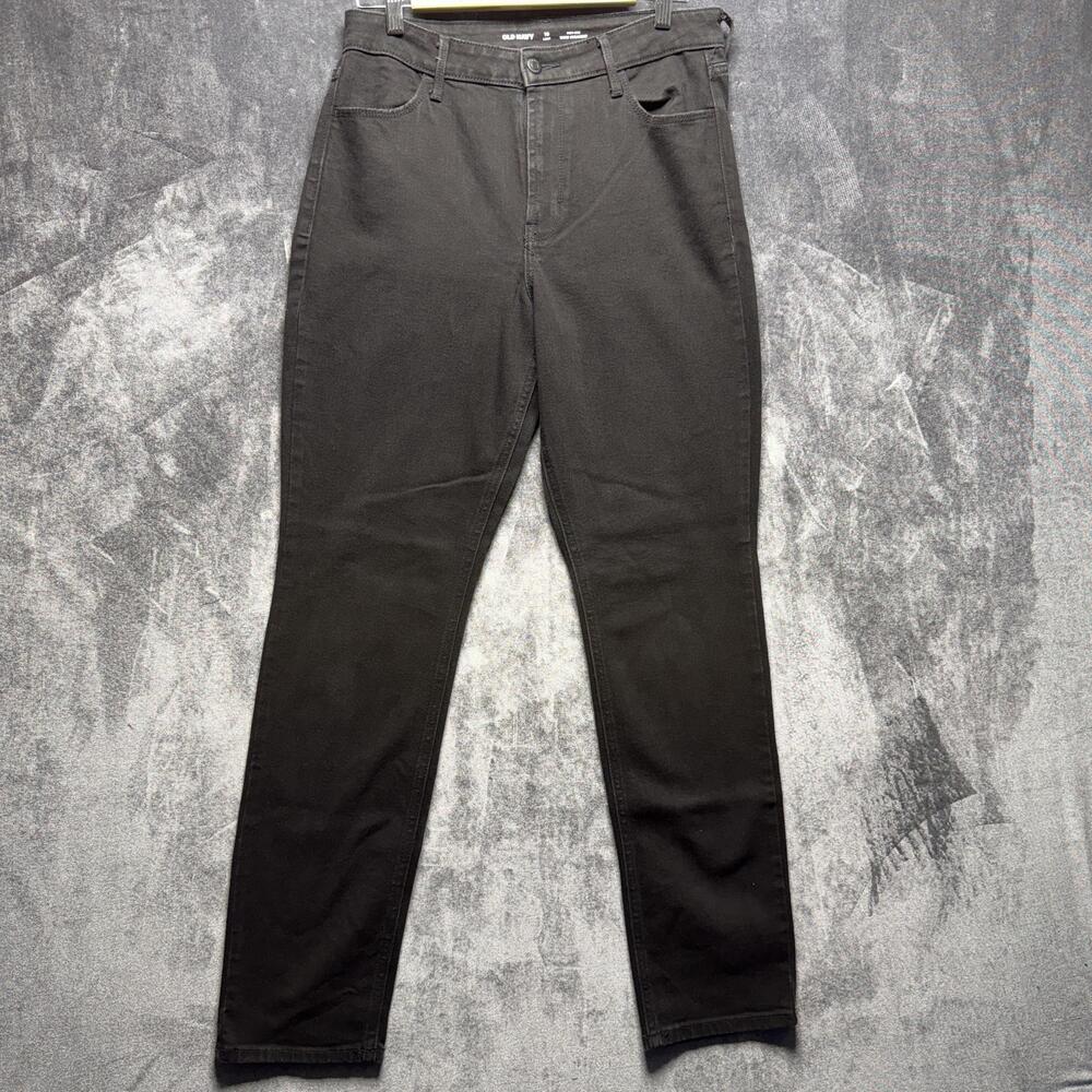 Old Navy Jeans Womens 10 Long Gray High Rise Straight Charcoal Denim Stretch